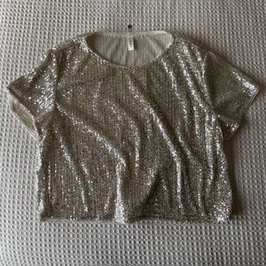 Sequin Silver Crop Top